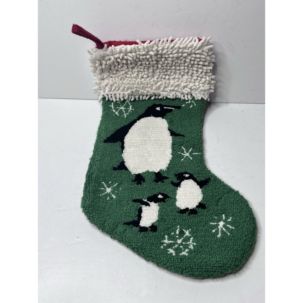 Unbranded Latch Hook Penguin Christmas Stocking Green